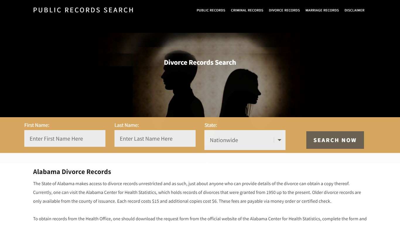 Alabama Divorce Records | Enter Name and Search | 14 Days Free